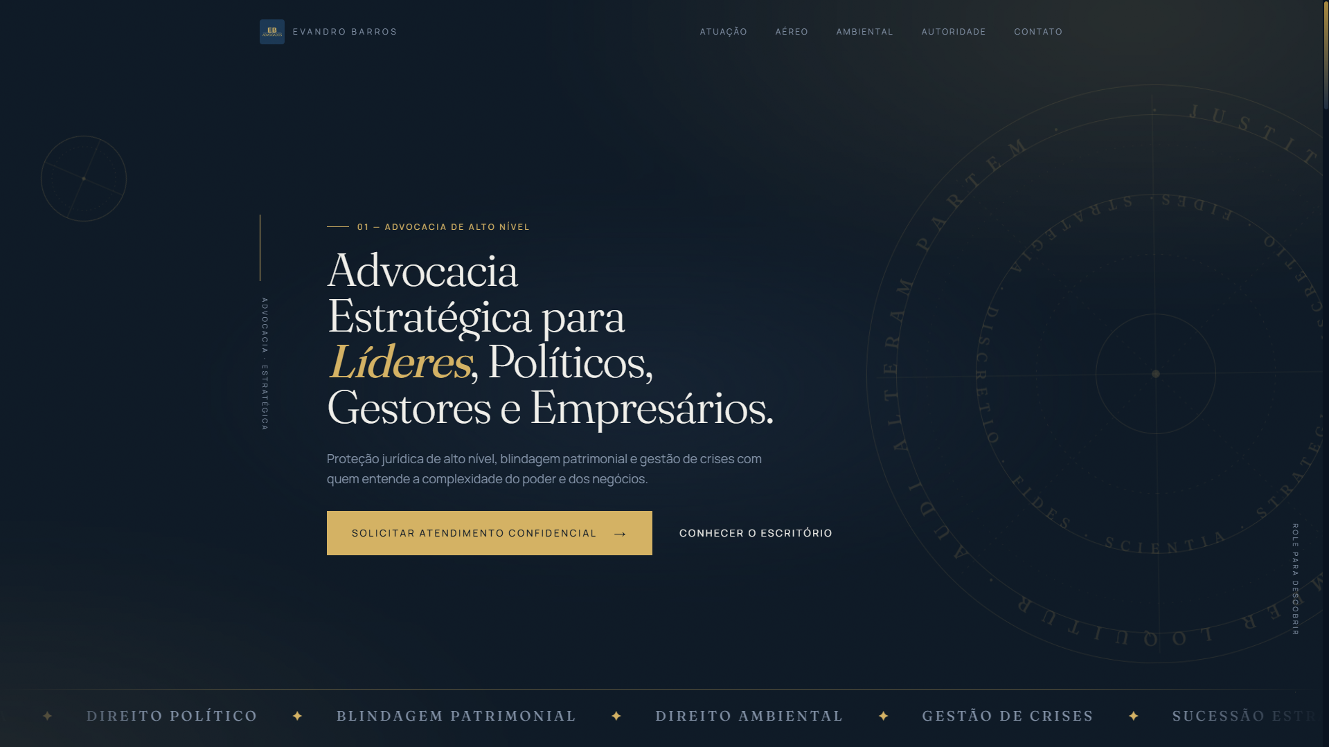 Screenshot do site Escritório Evandro Barros