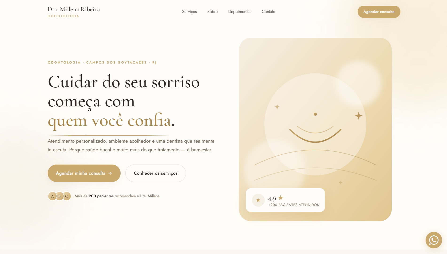 Screenshot do site Millena Ribeiro